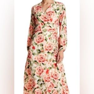 Bobeau floral long sleeve maxi dress medium